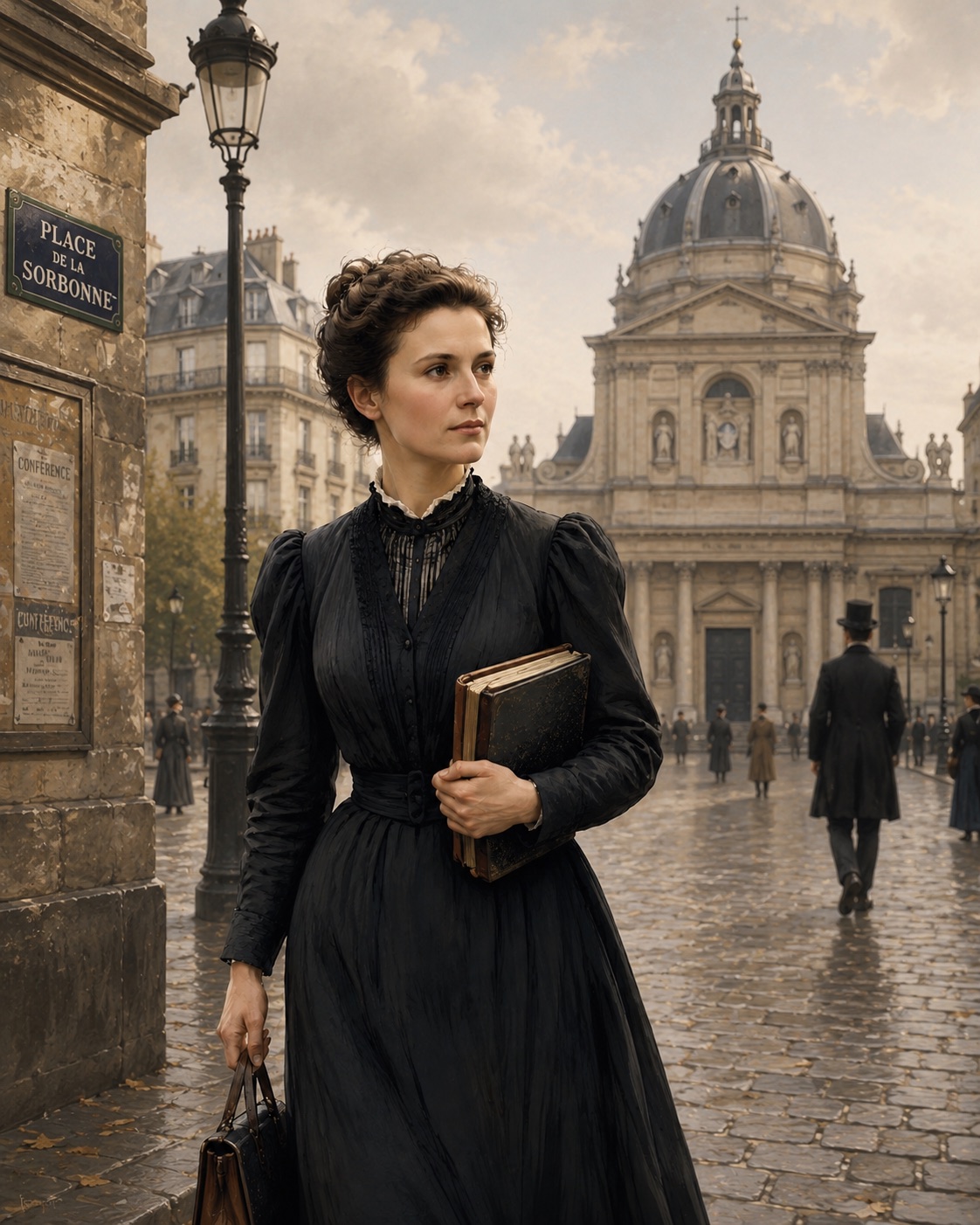 Marie Curie portrayed at Place de la Sorbonne